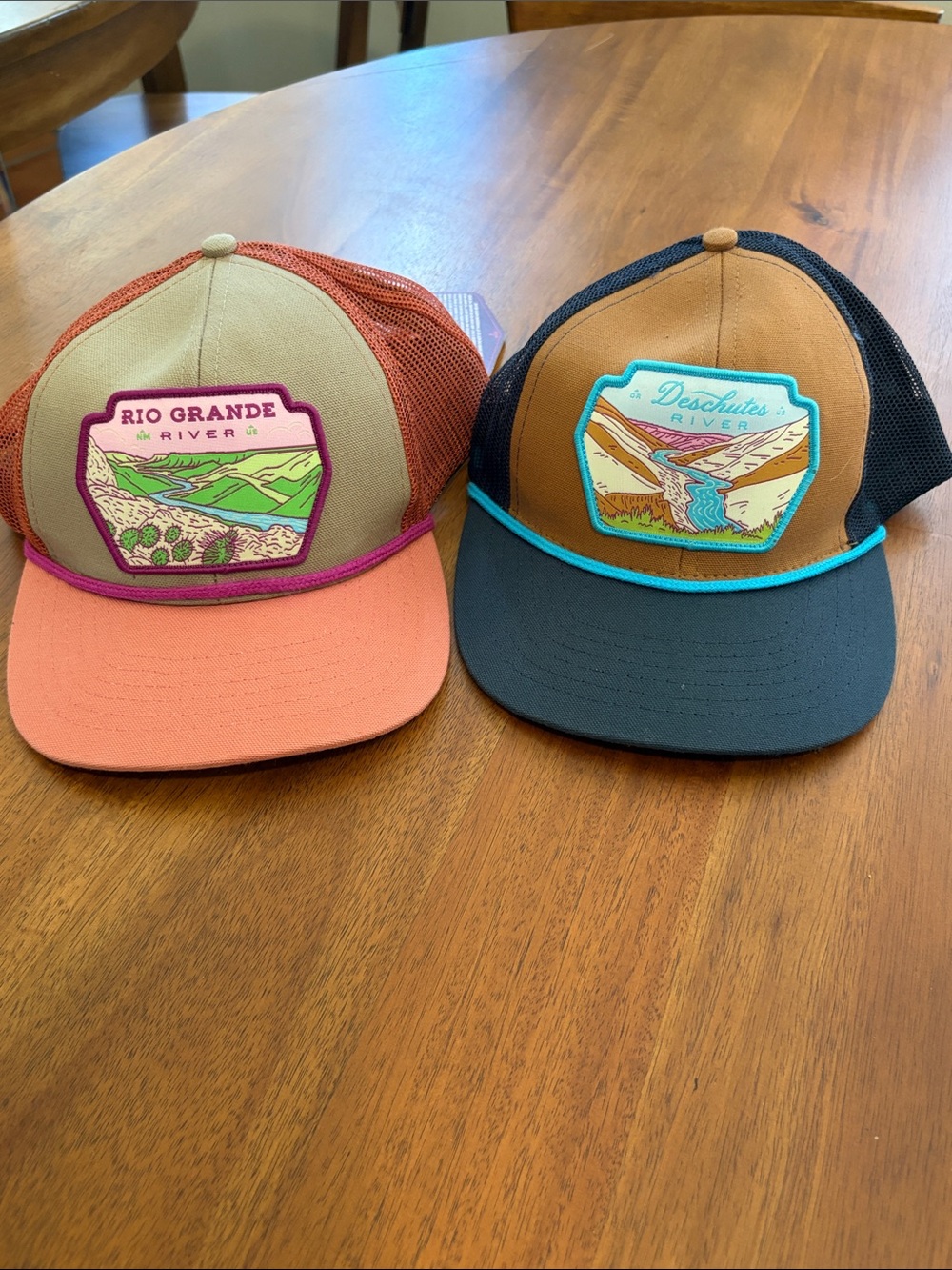 Rio Grande River Patch Trucker Hat - Tan & Coral